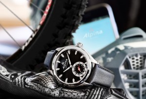 Alpina Horological Smartwatch AL-285BS5AQ6 Black Dial, Stainless Steel Case and Black Leather Strap